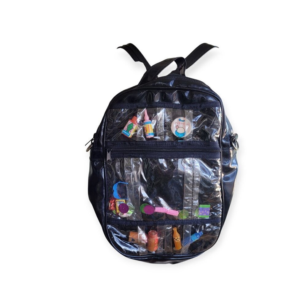 Vintage 1996 Japanese Clear Mini Backpack Toy Charms Fred Segal Rave Bag Y2K 90s